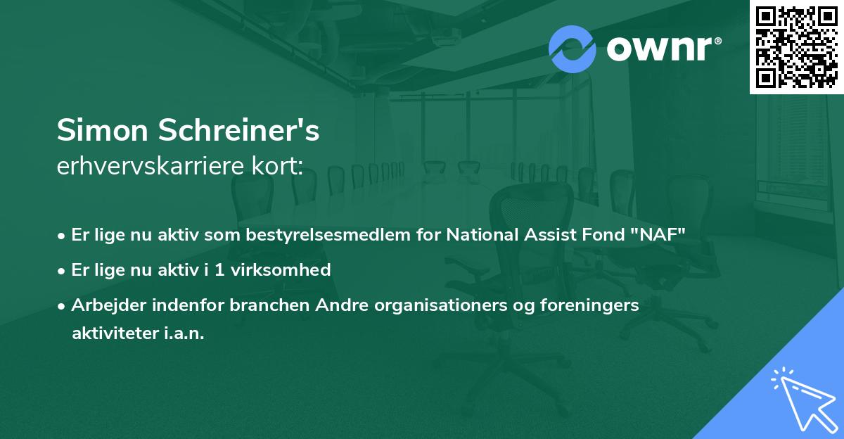 Simon Schreiner's erhvervskarriere kort