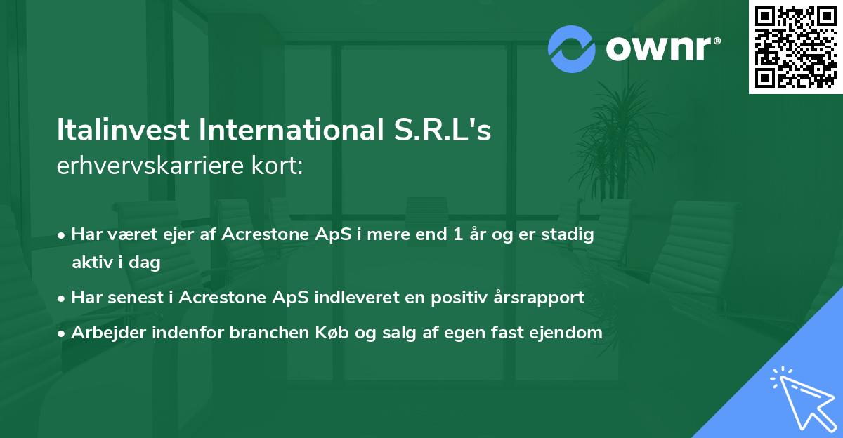 Italinvest International S.R.L's erhvervskarriere kort
