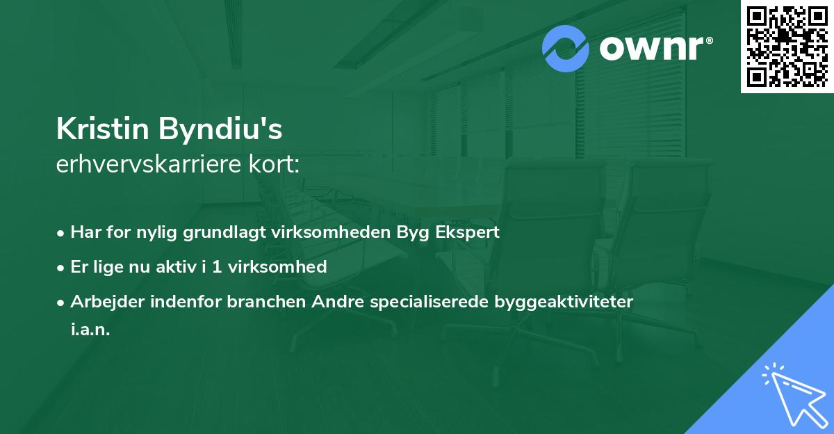 Kristin Byndiu's erhvervskarriere kort