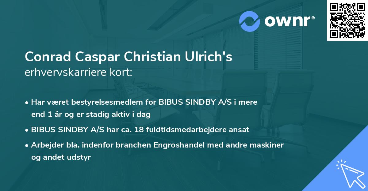Conrad Caspar Christian Ulrich's erhvervskarriere kort