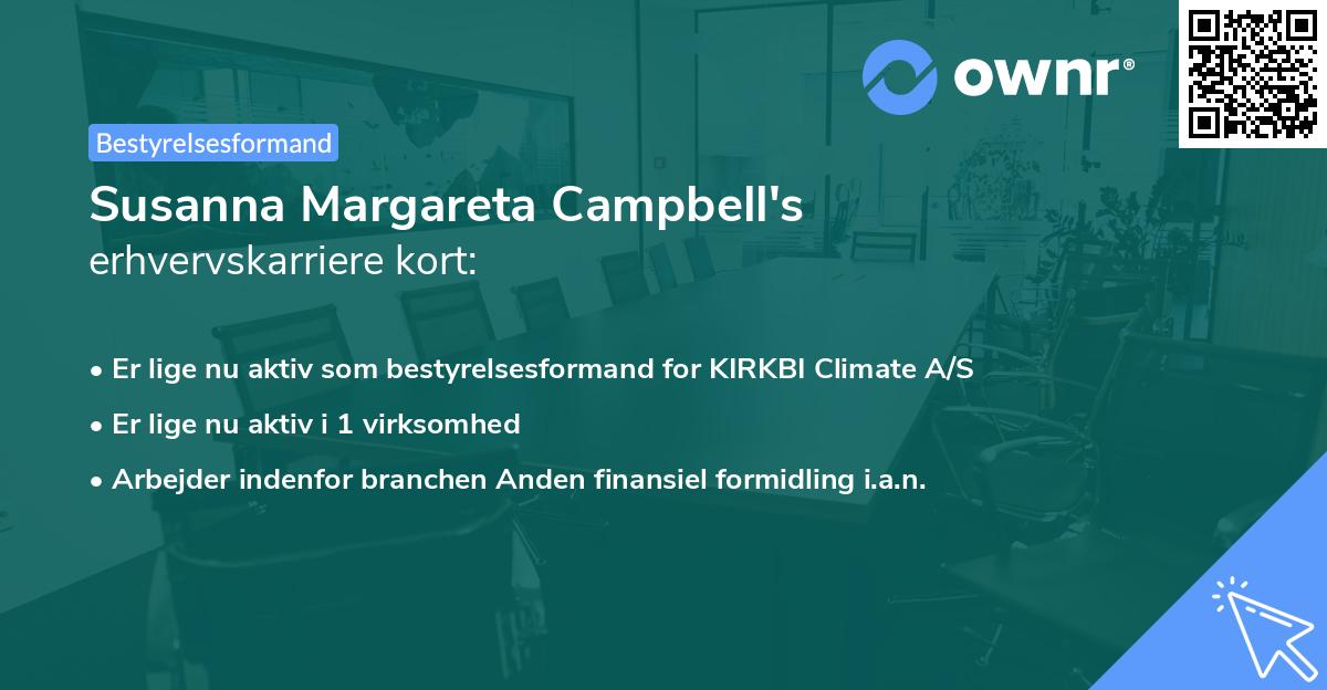 Susanna Margareta Campbell's erhvervskarriere kort