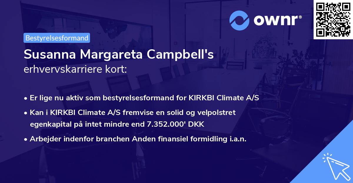 Susanna Margareta Campbell's erhvervskarriere kort