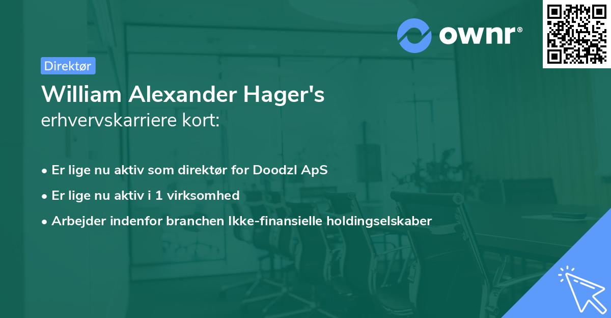 William Alexander Hager's erhvervskarriere kort