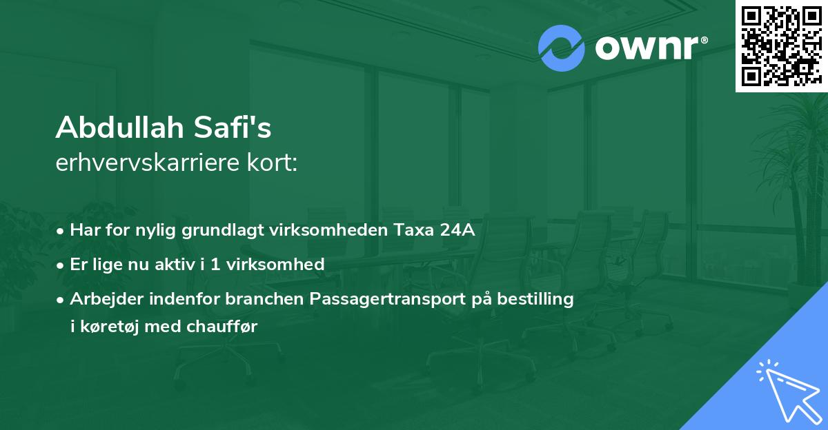 Abdullah Safi's erhvervskarriere kort