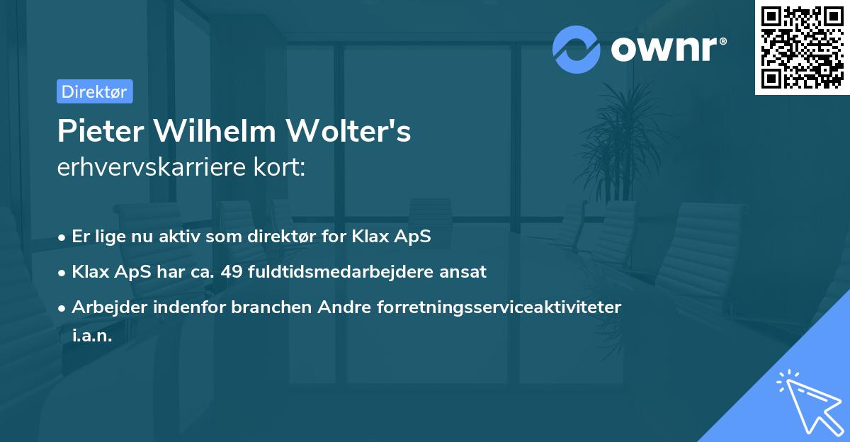 Pieter Wilhelm Wolter's erhvervskarriere kort