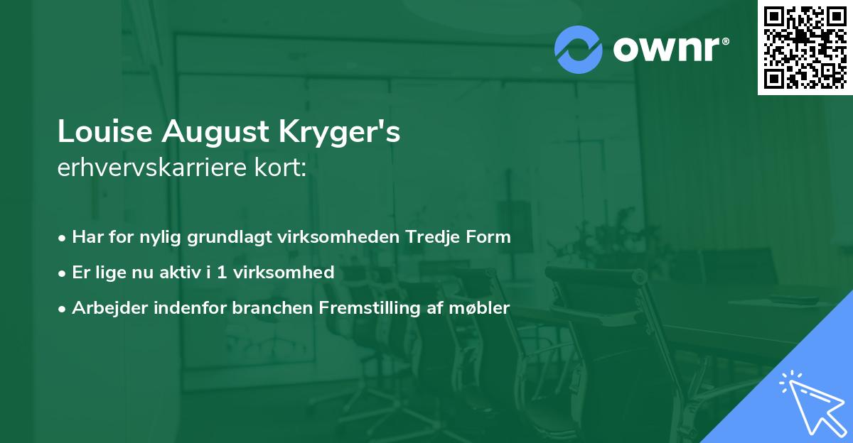 Louise August Kryger's erhvervskarriere kort