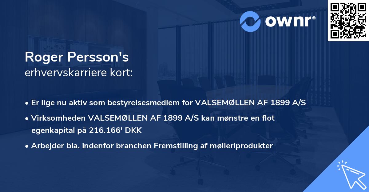 Roger Persson's erhvervskarriere kort