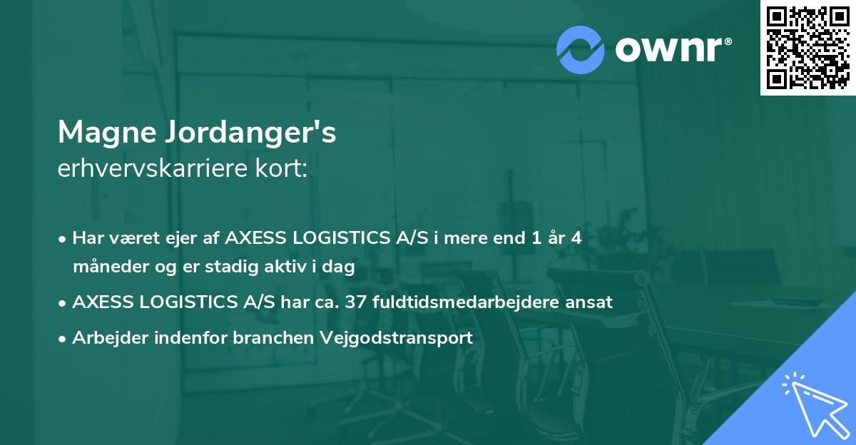 Magne Jordanger's erhvervskarriere kort