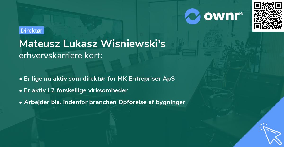 Mateusz Lukasz Wisniewski's erhvervskarriere kort