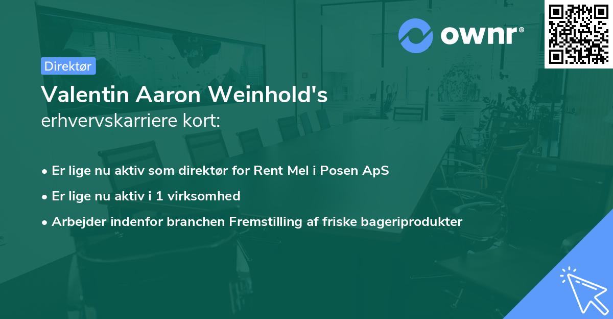 Valentin Aaron Weinhold's erhvervskarriere kort