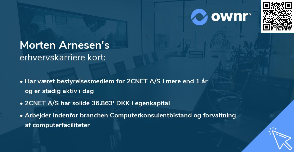 Morten Arnesen's erhvervskarriere kort