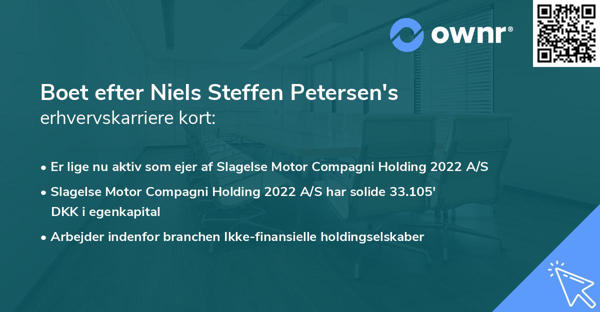 Boet efter Niels Steffen Petersen's erhvervskarriere kort
