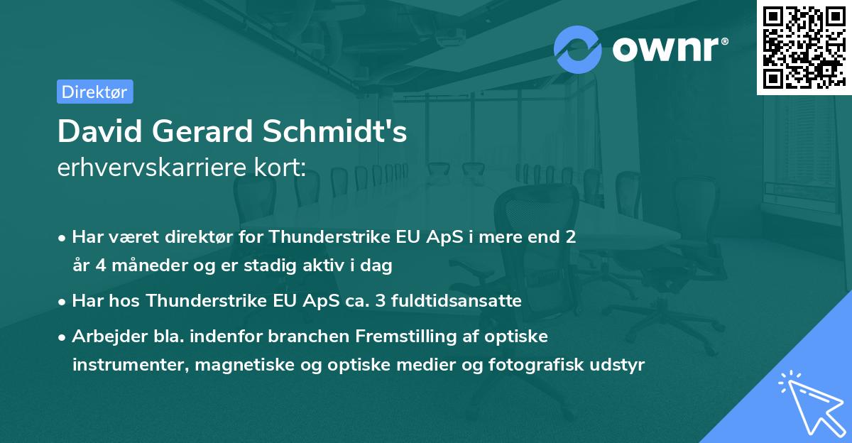 David Gerard Schmidt's erhvervskarriere kort