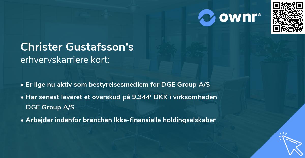 Christer Gustafsson's erhvervskarriere kort