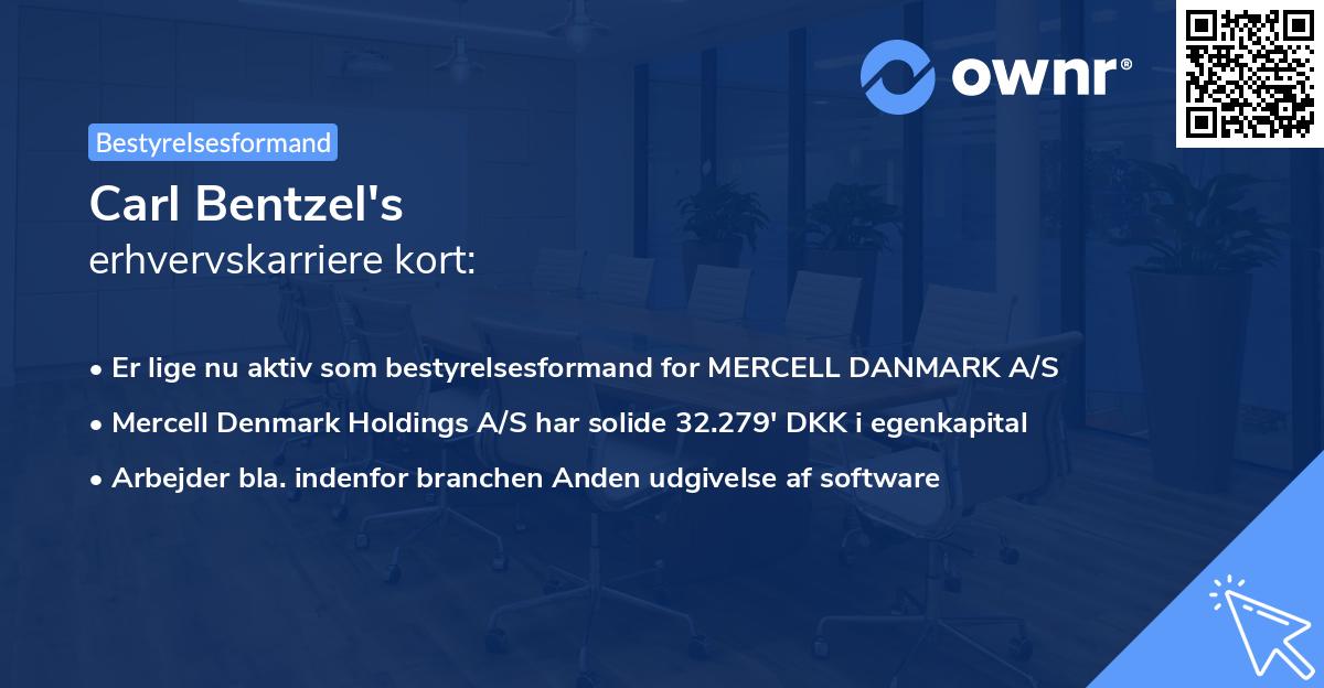 Carl Bentzel's erhvervskarriere kort