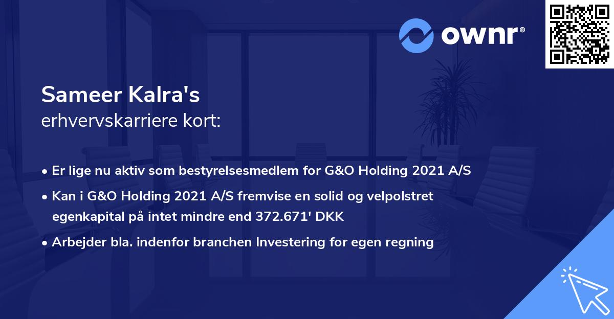 Sameer Kalra's erhvervskarriere kort
