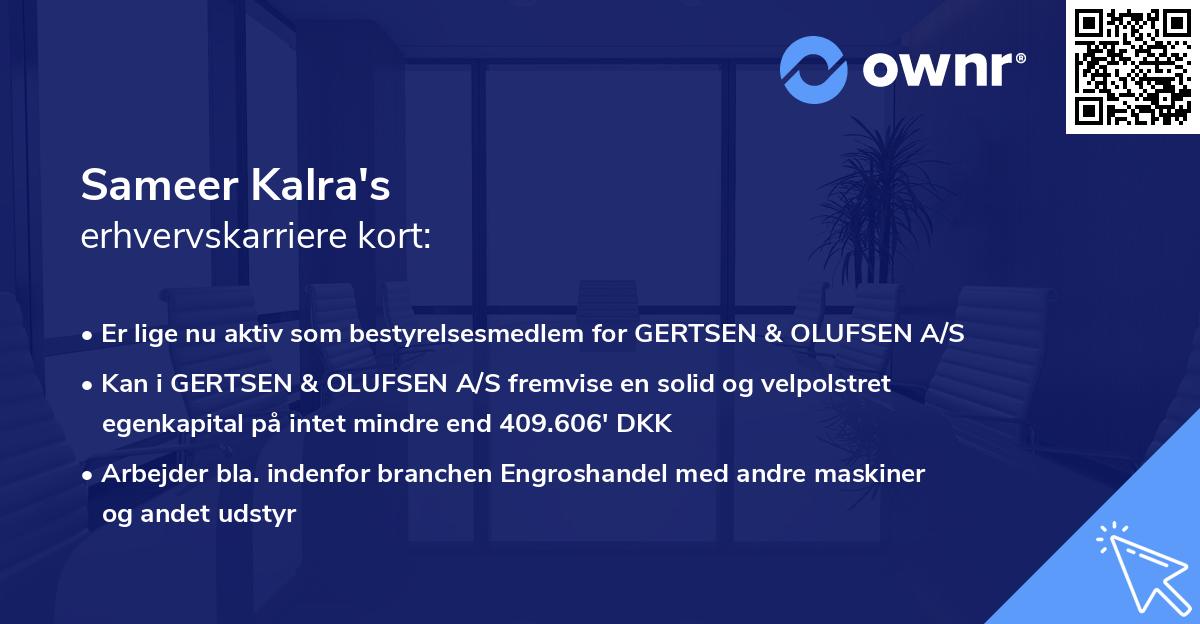 Sameer Kalra's erhvervskarriere kort