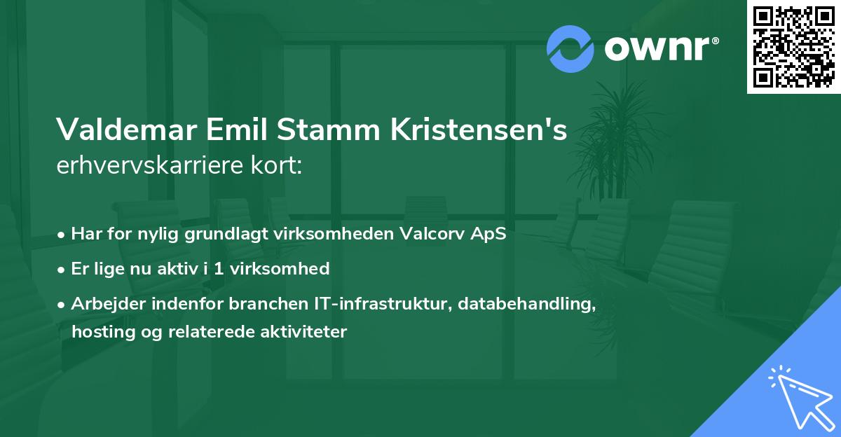 Valdemar Emil Stamm Kristensen's erhvervskarriere kort