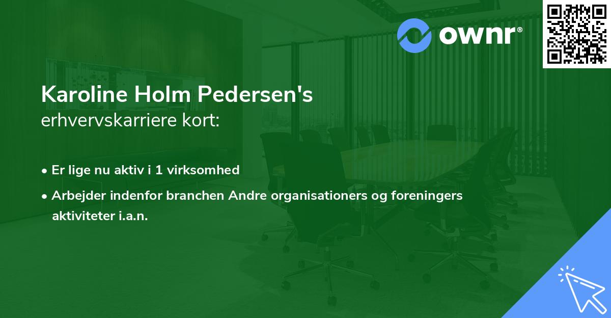 Karoline Holm Pedersen's erhvervskarriere kort