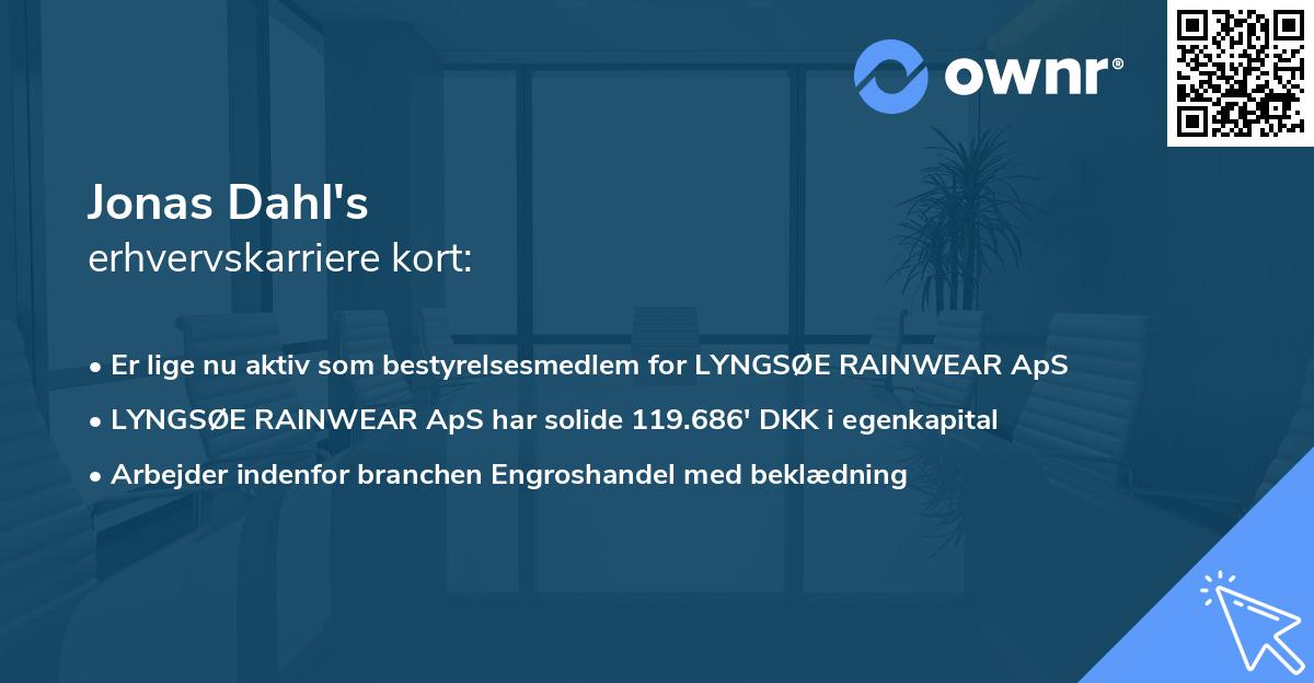 Jonas Dahl's erhvervskarriere kort