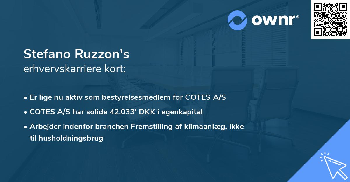 Stefano Ruzzon's erhvervskarriere kort
