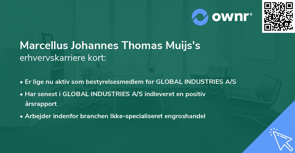 Marcellus Johannes Thomas Muijs's erhvervskarriere kort