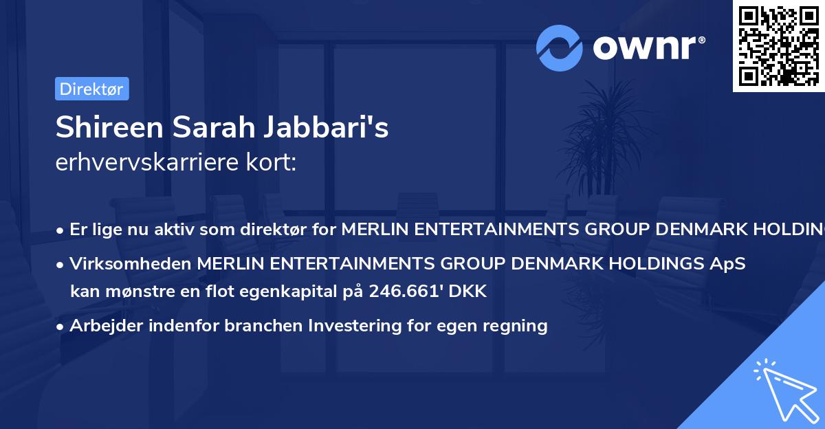 Shireen Sarah Jabbari's erhvervskarriere kort