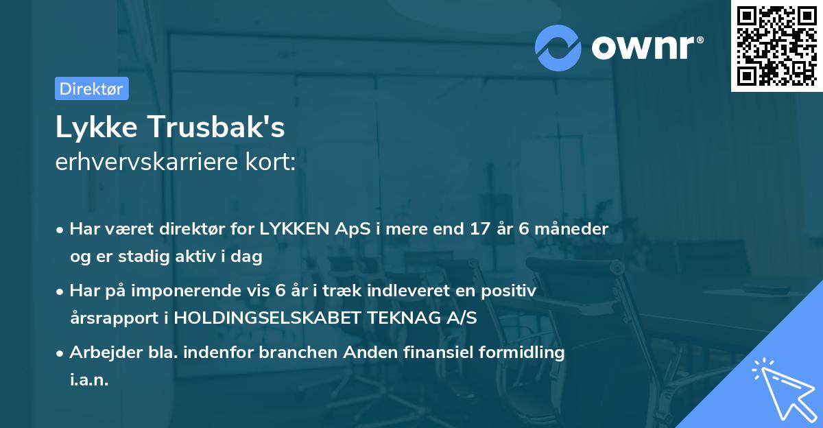 Lykke Trusbak's erhvervskarriere kort