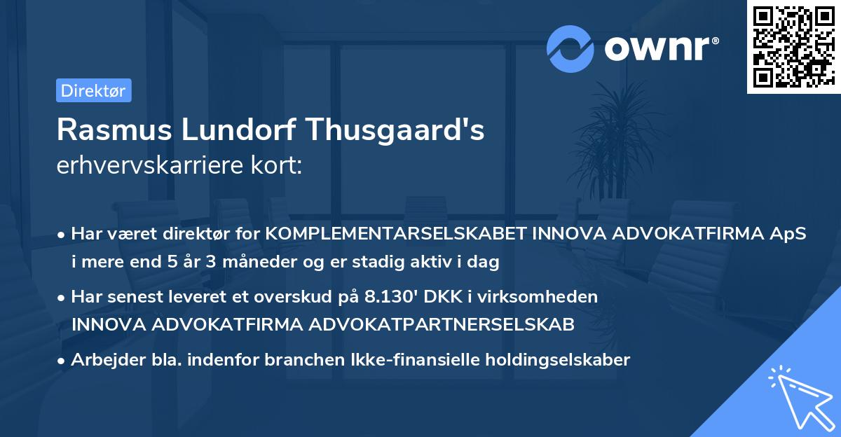 Rasmus Lundorf Thusgaard's erhvervskarriere kort