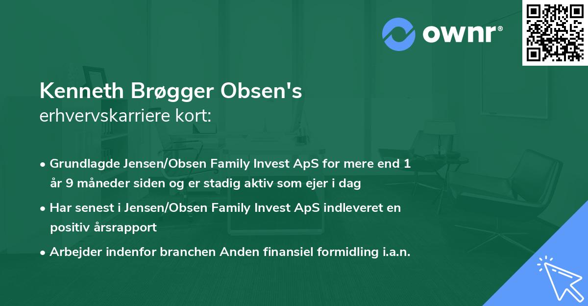 Kenneth Brøgger Obsen's erhvervskarriere kort