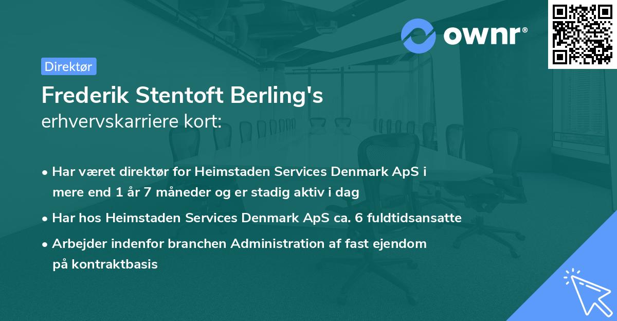 Frederik Stentoft Berling's erhvervskarriere kort