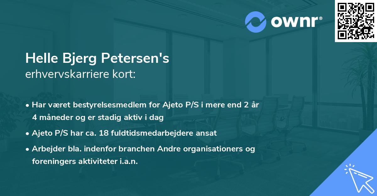 Helle Bjerg Petersen's erhvervskarriere kort