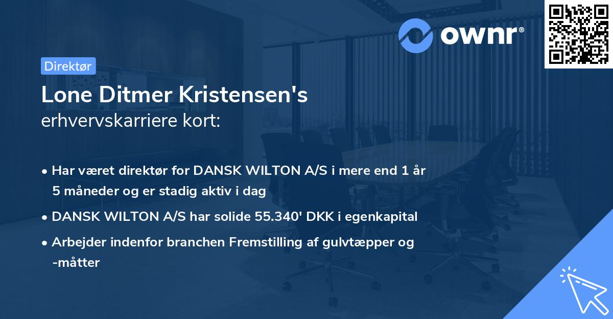 Lone Ditmer Kristensen's erhvervskarriere kort