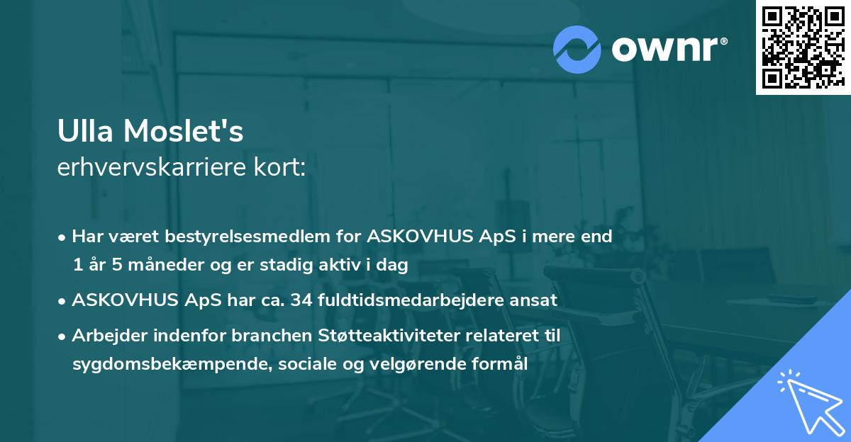 Ulla Moslet's erhvervskarriere kort