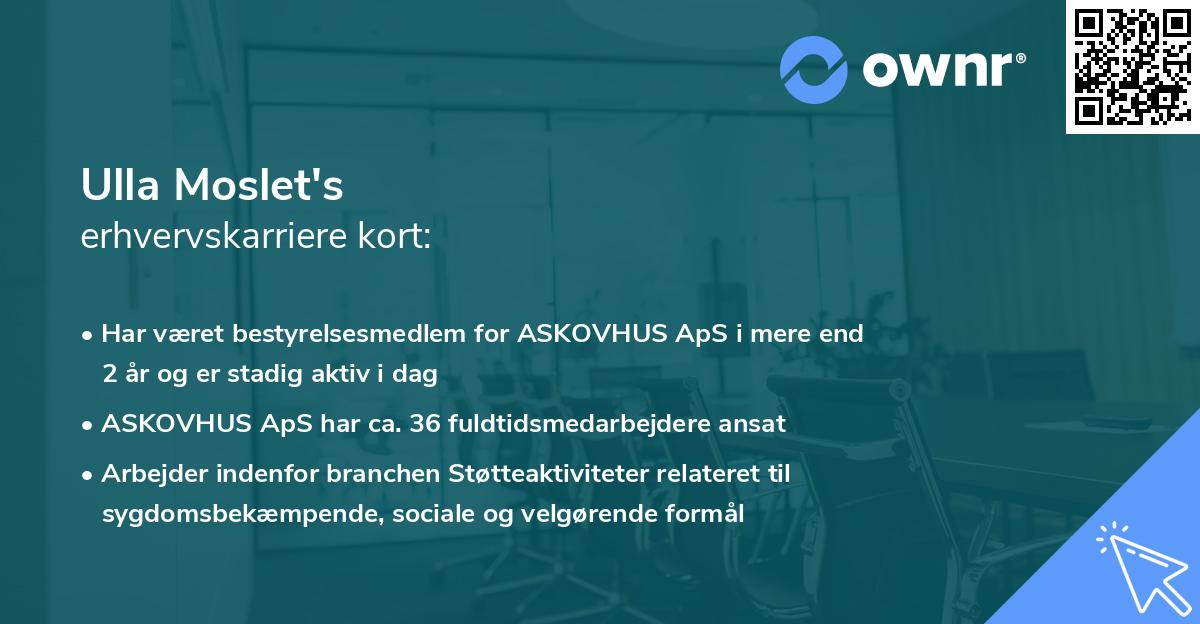 Ulla Moslet's erhvervskarriere kort