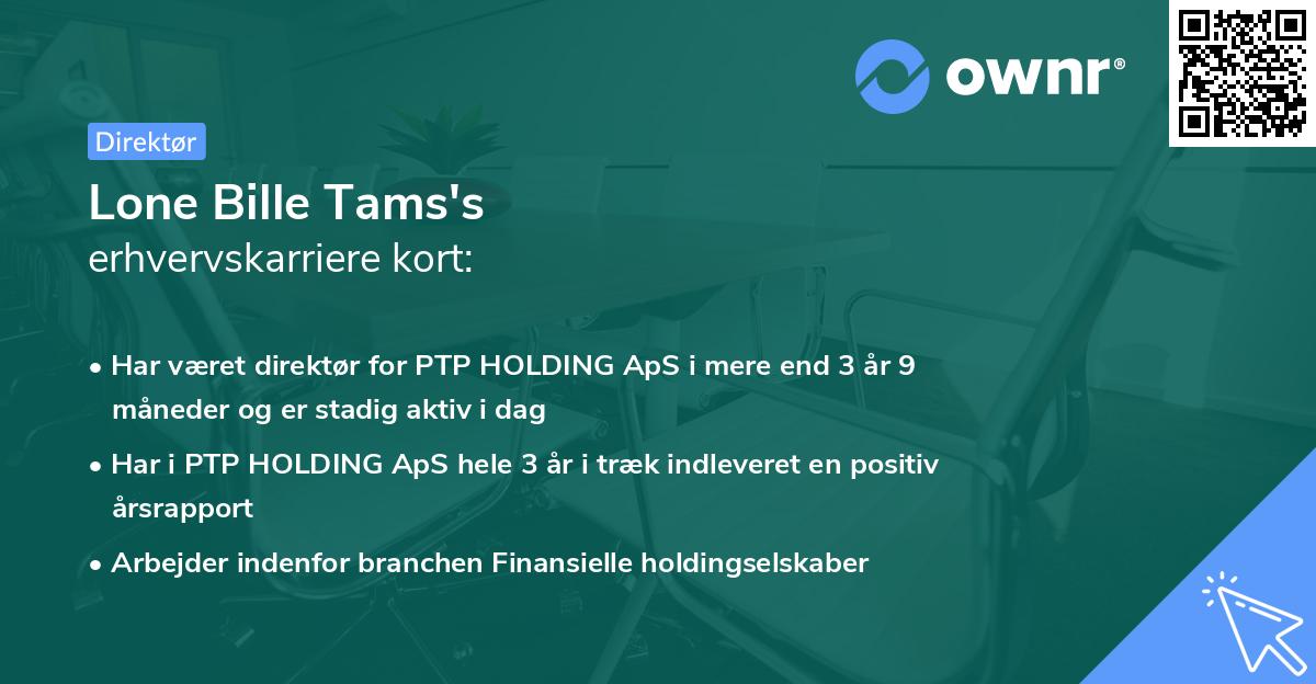 Lone Bille Tams's erhvervskarriere kort