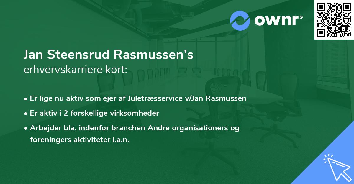 Jan Steensrud Rasmussen's erhvervskarriere kort