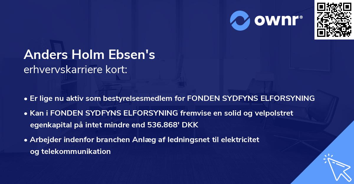 Anders Holm Ebsen's erhvervskarriere kort