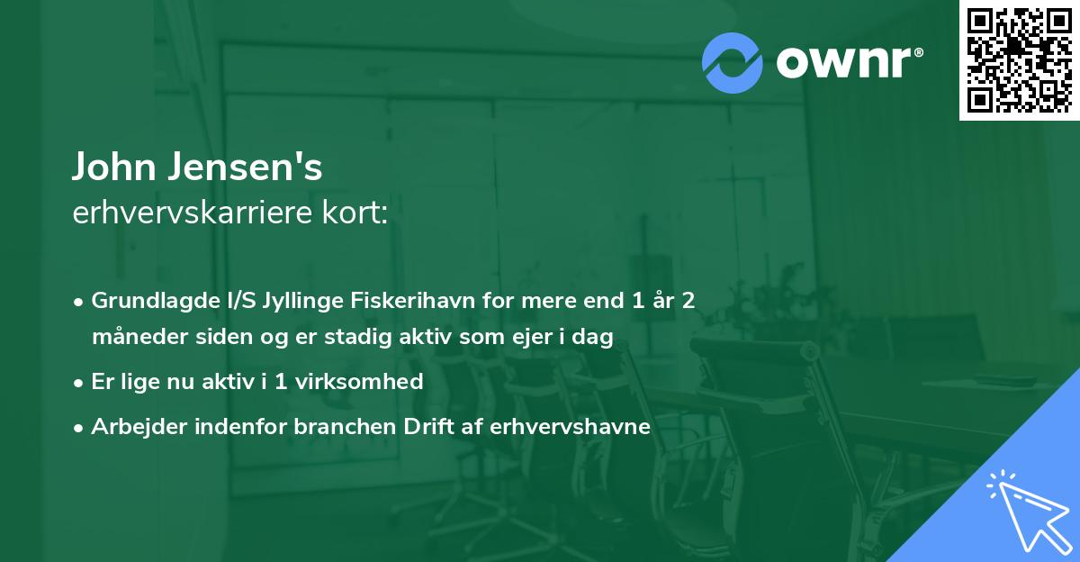 John Jensen's erhvervskarriere kort