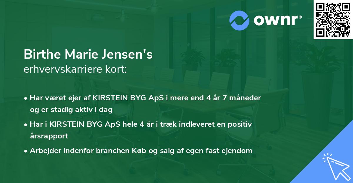 Birthe Marie Jensen's erhvervskarriere kort
