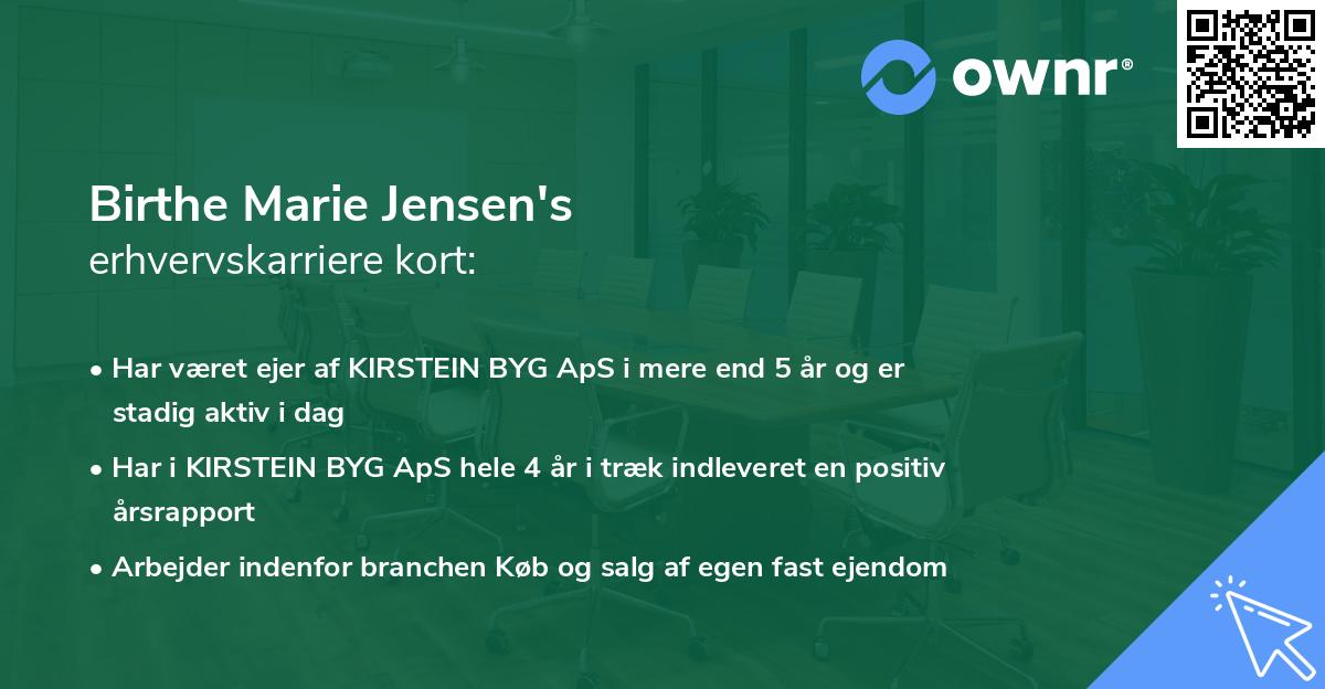 Birthe Marie Jensen's erhvervskarriere kort