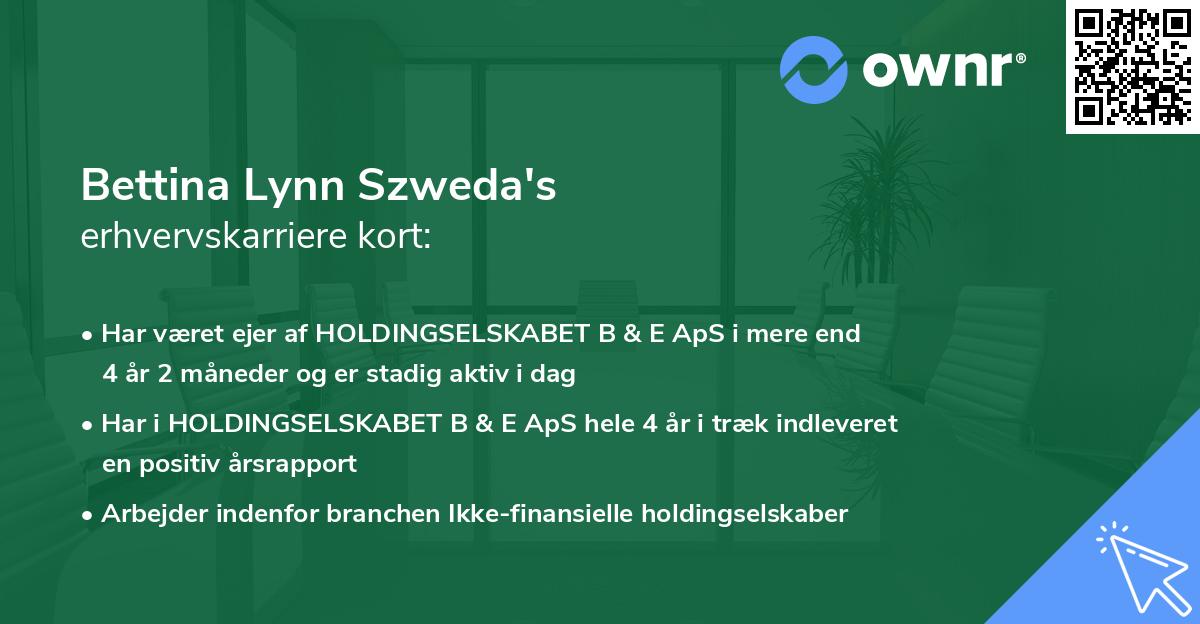 Bettina Lynn Szweda's erhvervskarriere kort
