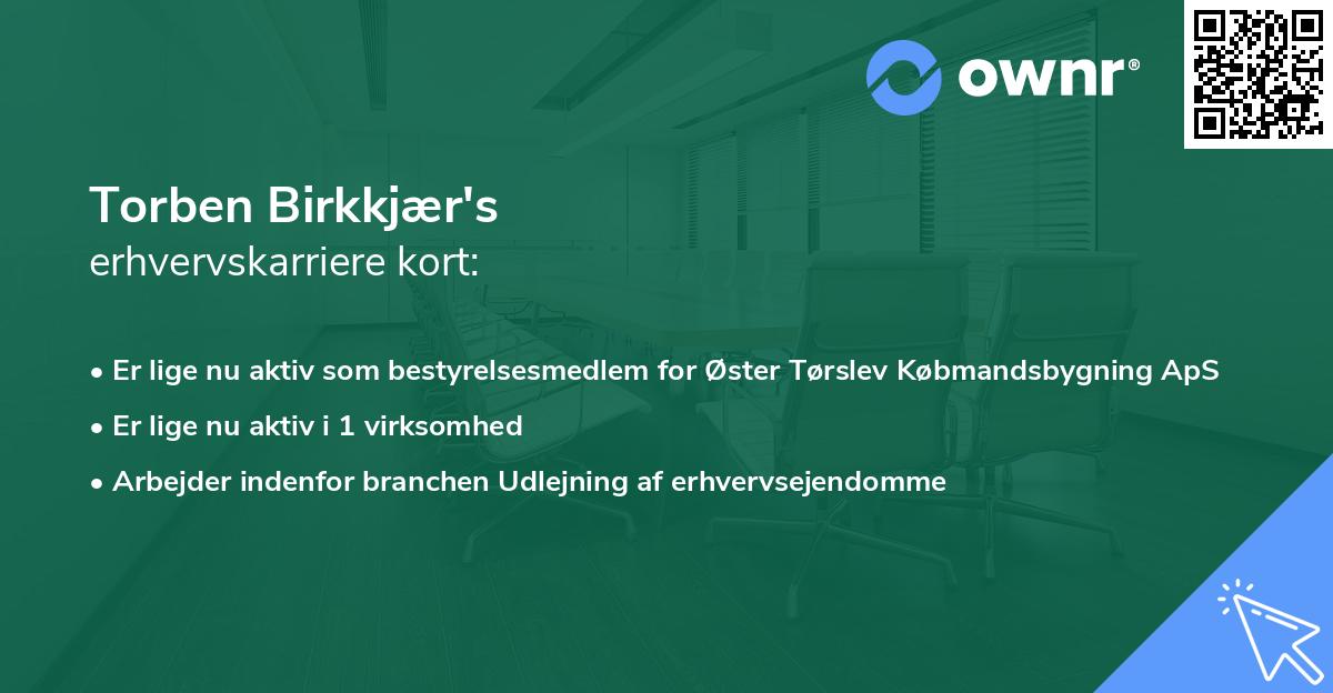 Torben Birkkjær's erhvervskarriere kort