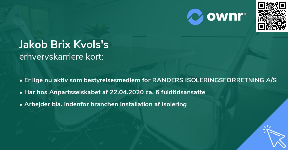 Jakob Brix Kvols's erhvervskarriere kort