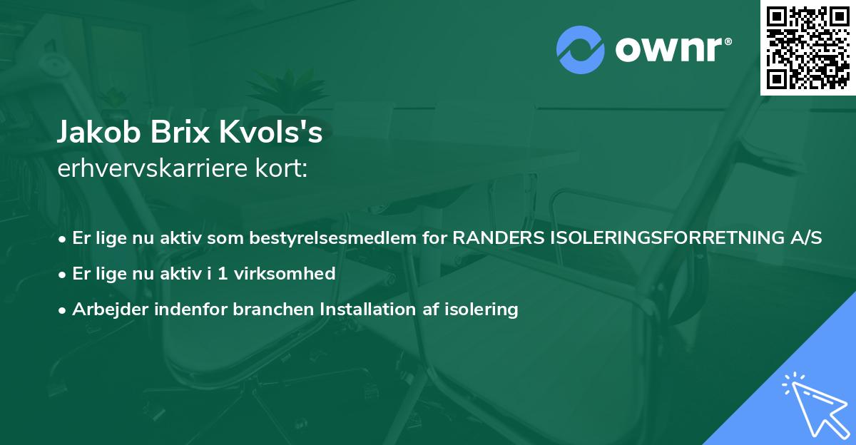 Jakob Brix Kvols's erhvervskarriere kort