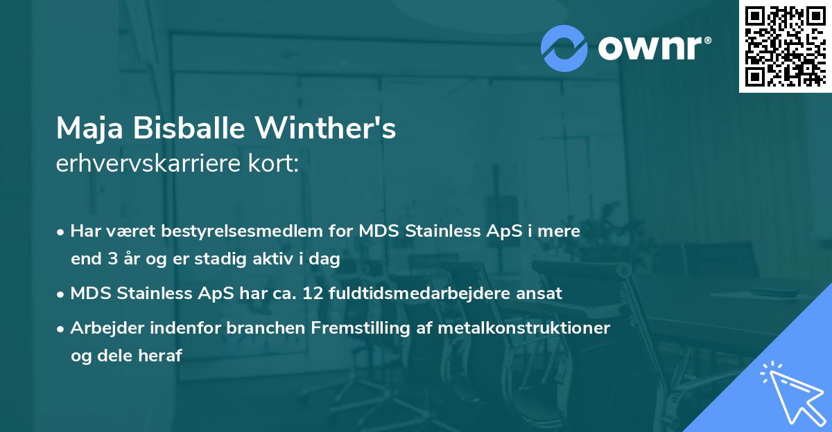 Maja Bisballe Winther's erhvervskarriere kort