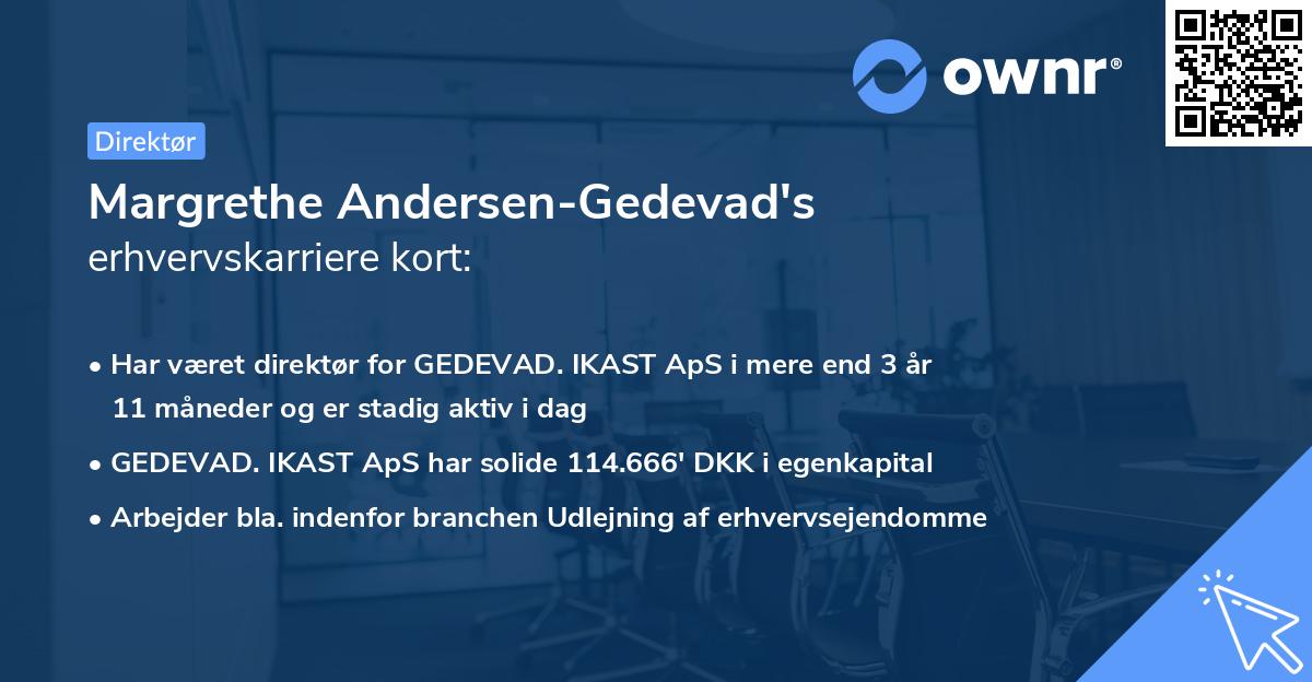 Margrethe Andersen-Gedevad's erhvervskarriere kort