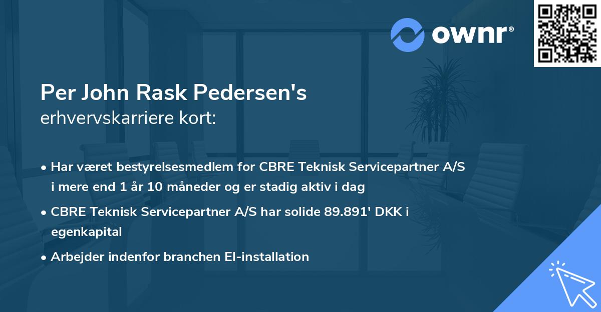 Per John Rask Pedersen's erhvervskarriere kort
