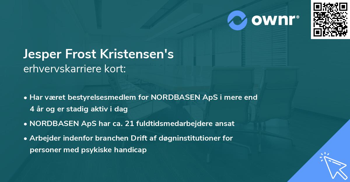 Jesper Frost Kristensen's erhvervskarriere kort