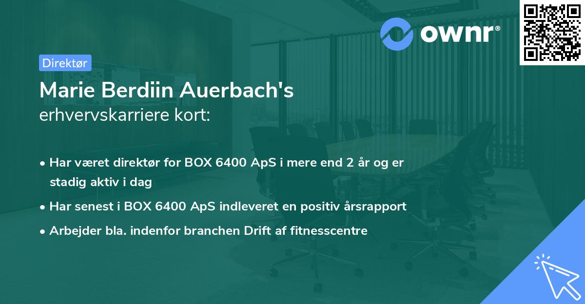 Marie Berdiin Auerbach's erhvervskarriere kort